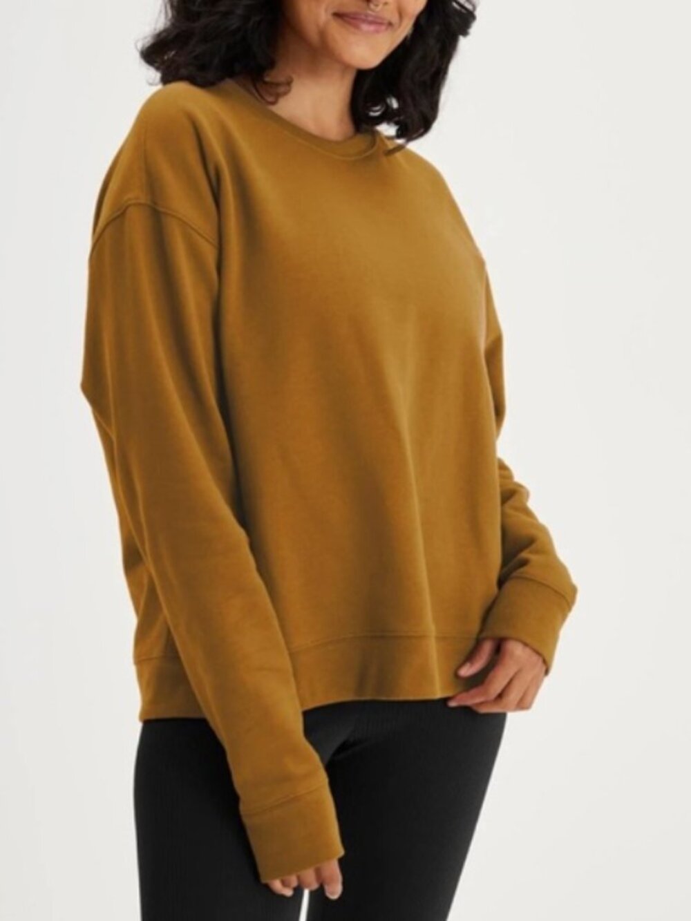 Girlfriend Collective 50/50 classic sweatshirt sycamore athleisure loungewear
